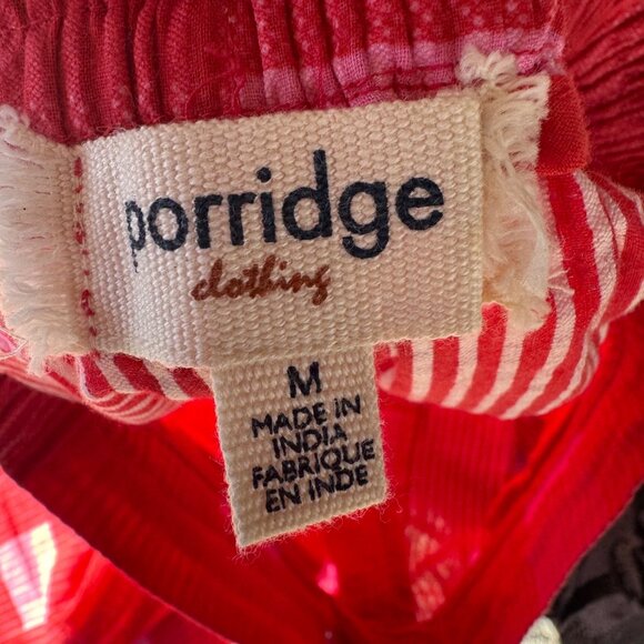 Anthropologie Porridge Womens Medium Red & Pink Plaid Wide-Leg Pants 100% Cotton - Picture 4 of 14